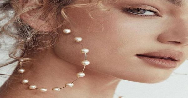 fashion women faux pearl beaded charm big hoop earrings statement jewelry gift4512958, Golden;silver
